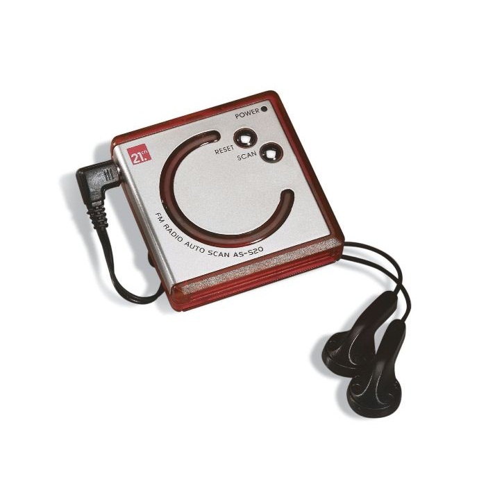 C02-0019 - Radio Portátil FM Cuadrado de Plástico con Audífonos 2 en 1