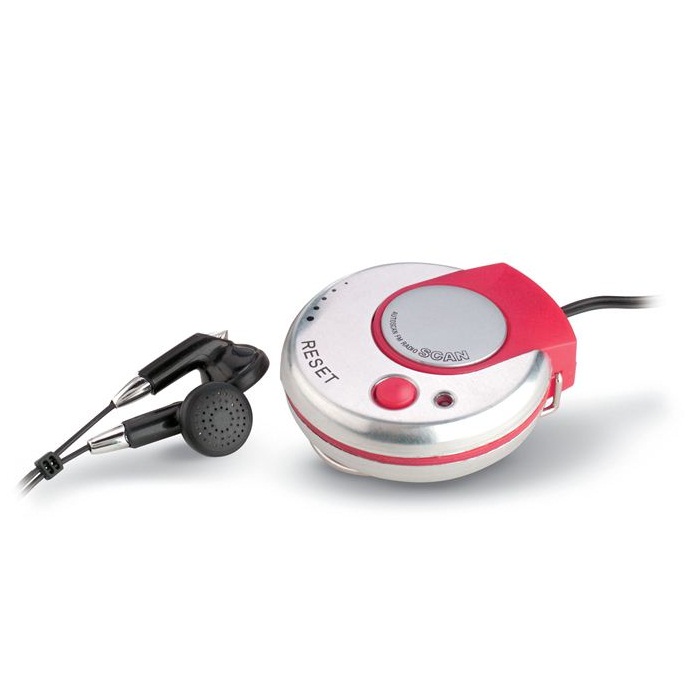 C02-0032 - Radio Portátil FM Circular de Plástico con Audífonos 2 en 1