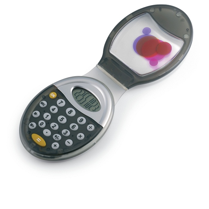 C03-0047 - Calculadora Ovalada de Plástico con Tapa e Imán