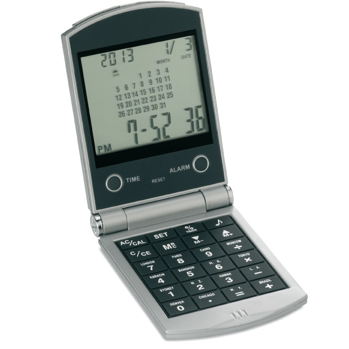 C04-0102 - Reloj Digital de Plástico con Calculadora, Alarma y Horario Mundial 4 en 1