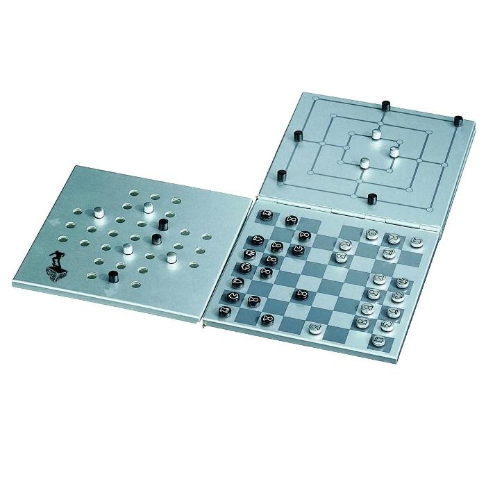 C06-0254 - Juegos de Mesa para Viaje 3 en 1 con Estuche de Aluminio