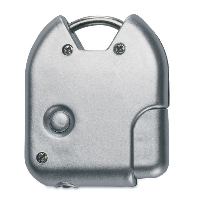 C08-0131 - Llavero de Seguridad Tipo Candado de Metal y Plástico con Luz 2 en 1