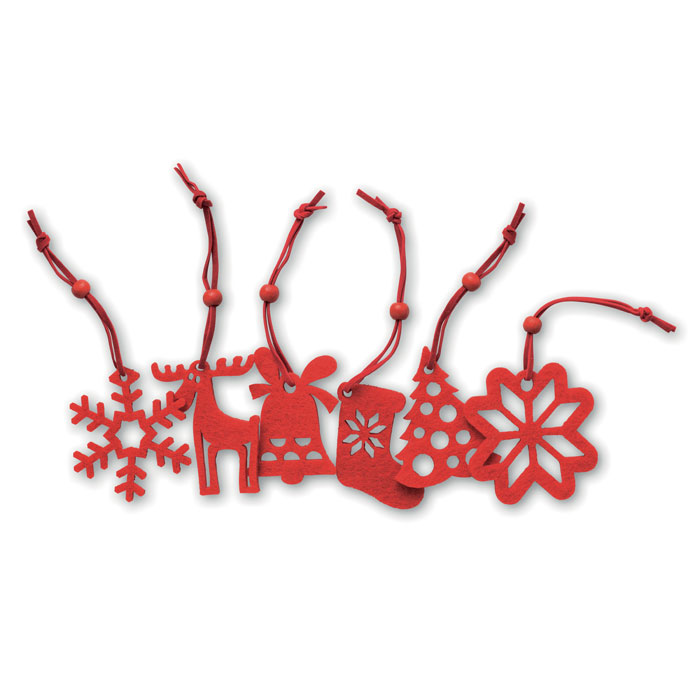 CX1335 - Adornos de Fieltro para Árbol de Navidad 6 pzs.