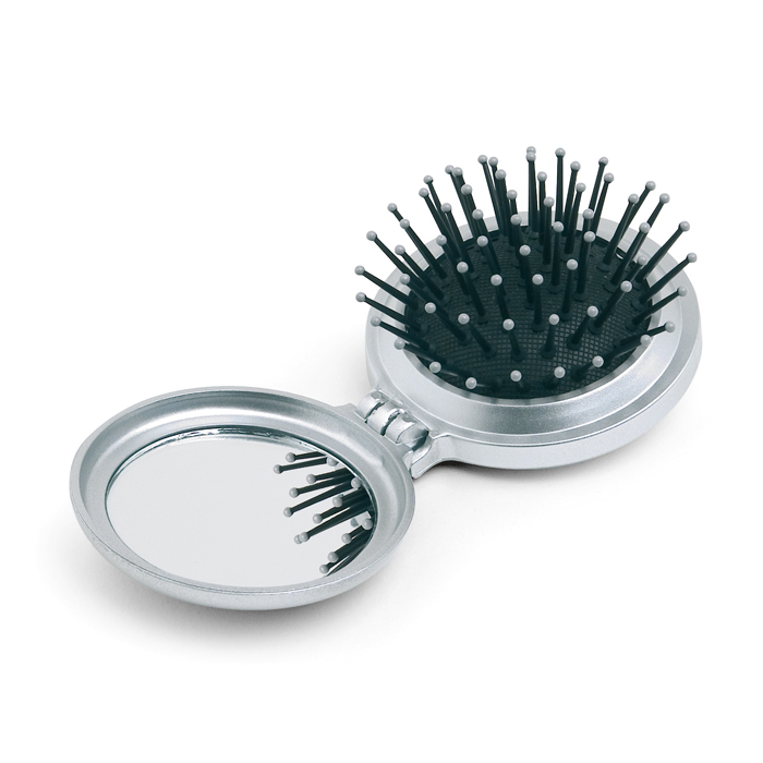 KC2683 - Cepillo de Cabello Plegable con Espejo de Plástico 2 en 1