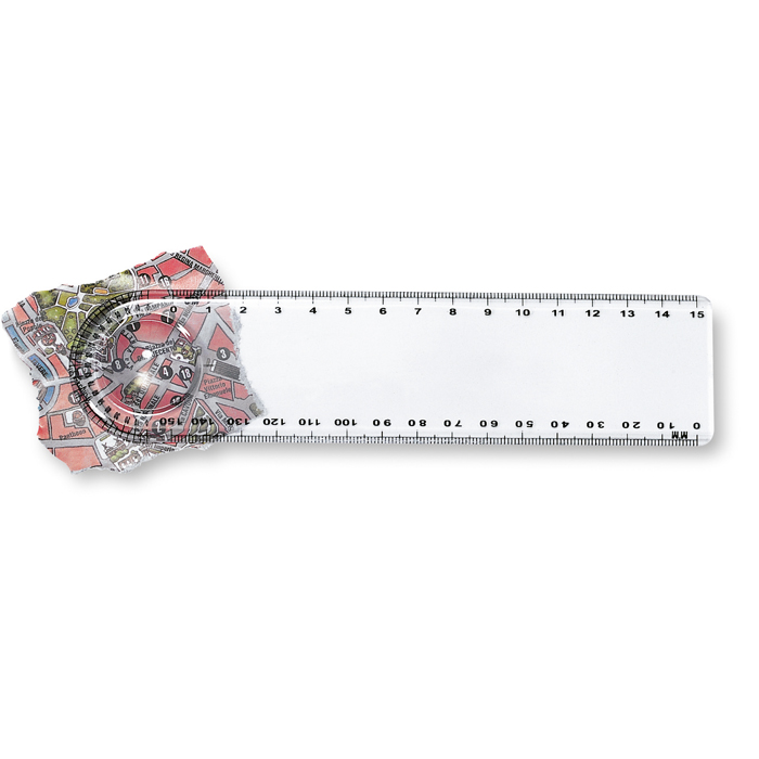 KC3102 - Regla de Plástico de 15 cm con Lupa y Transportador 3 en 1