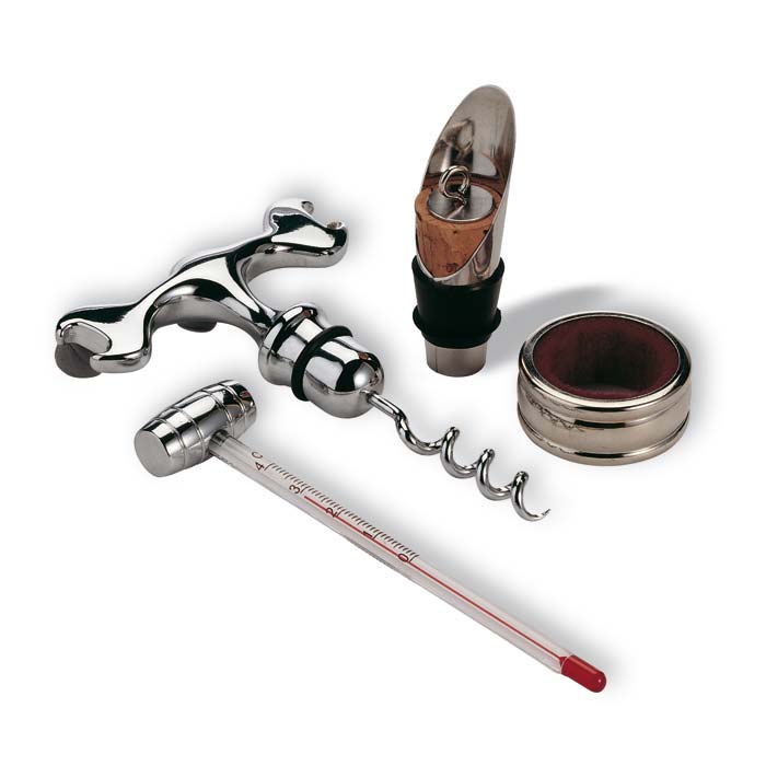 KC4297.SOB - Set de Vino de Metal con Estuche de Madera