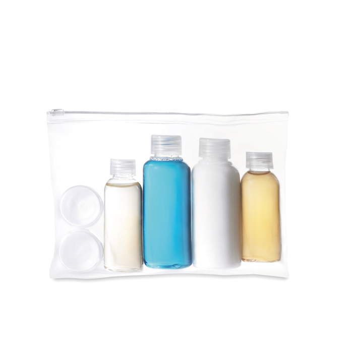 KC7052 - Neceser de Viaje de PVC con 6 Botellas de Plástico Vacías