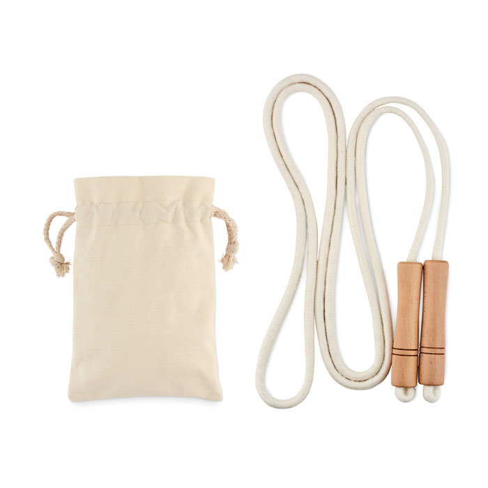 MO6140 - Cuerda de Saltar de Algodón y Madera con Estuche de Algodón