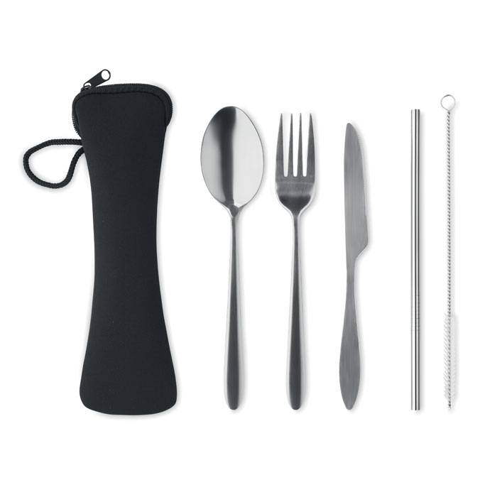 MO6149 - Set de Cubiertos de Acero Inoxidable en Bolsa de Neopreno