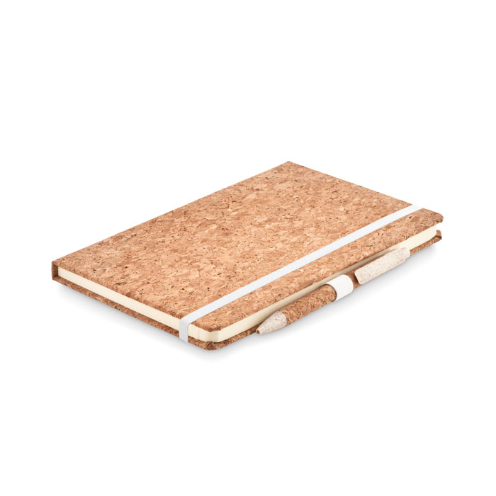MO6202 - Libreta A5 con Cubierta de Corcho, Bolígrafo de Corcho, Trigo y PP 2 en 1