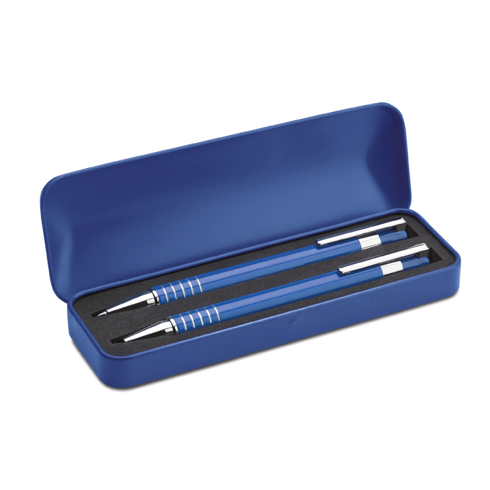 MO7323 - Set de Bolígrafo y Lapicero Portaminas de Aluminio en Estuche de Metal