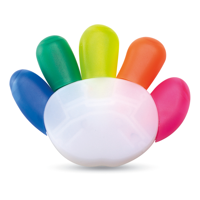 MO7448 - Marcatextos en Forma de Mano con 5 Colores