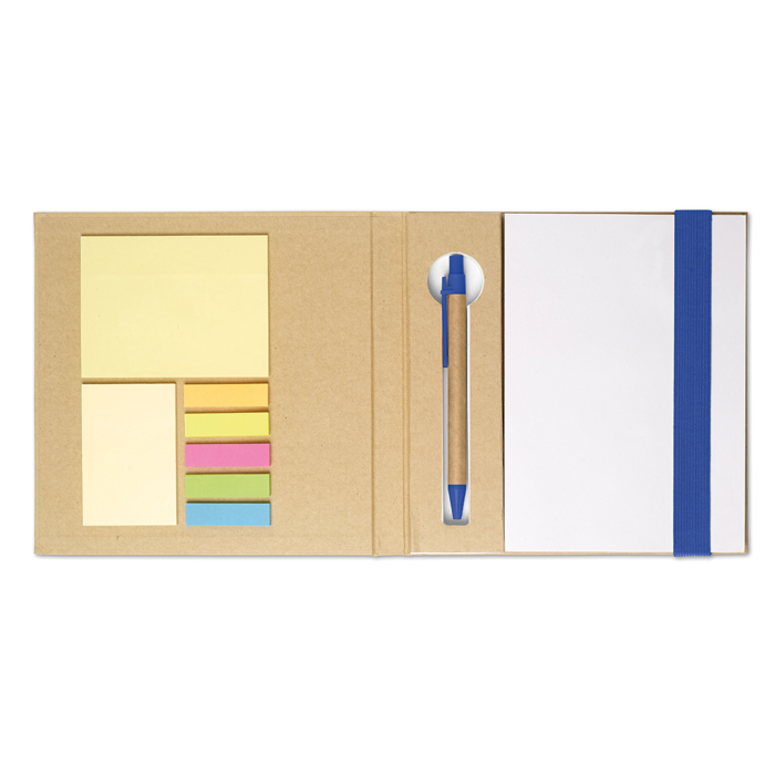 MO8183 - Libreta de Material Reciclado con Notas y Banderas Adhesivas, Bloc de Notas y Bolígrafo 5 en 1