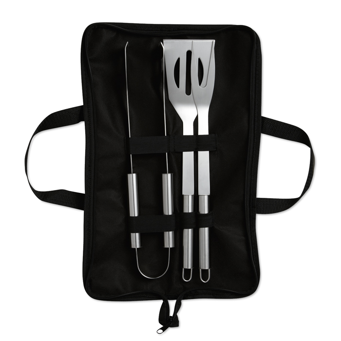 MO8290 - Set de 3 Utensilios para Barbacoa de Acero Inoxidable en Estuche Non-Woven