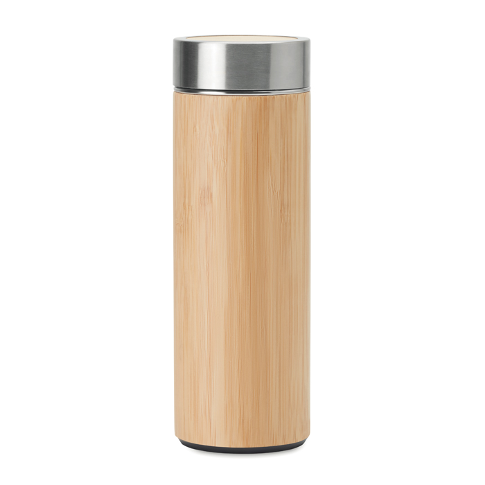 MO9421 - Botella Térmica Batumi de Acero Inoxidable con Tapa de Bambú e Infusor 400 ml