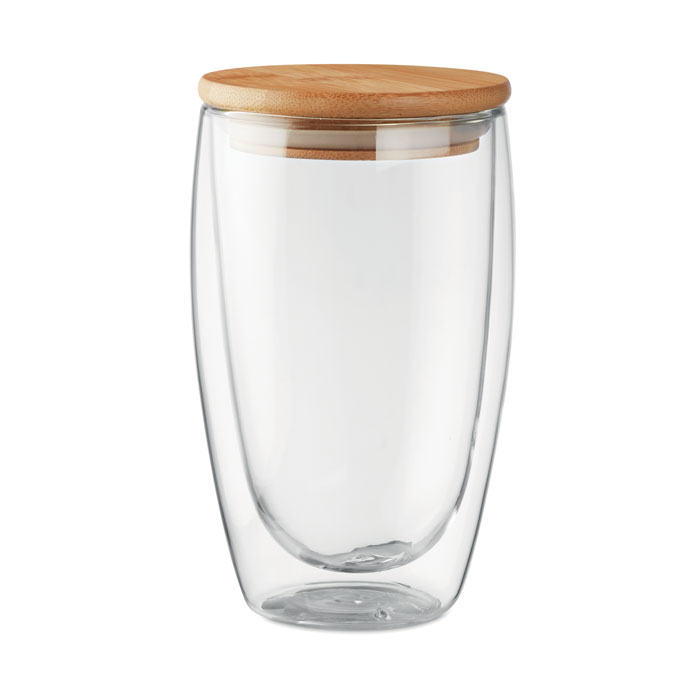 MO9721 - Vaso Ecológico de Vidrio con Tapa de Bambú 450 ml