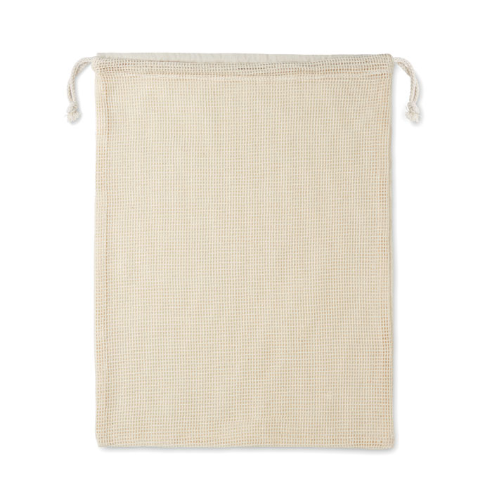 MO9865 - Bolsa para Alimentos Tipo Morral de Algodón y Malla de Algodón