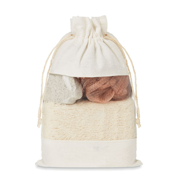 MO9872 - Set de Baño en Bolsa Tipo Morral de Yute